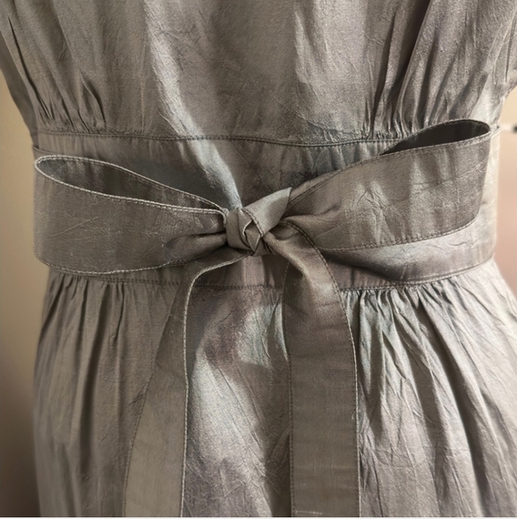 NWT 100% Silk Calypso St. Barth Silk Metallic Gray Mini Dress Size S - Picture 3 of 6